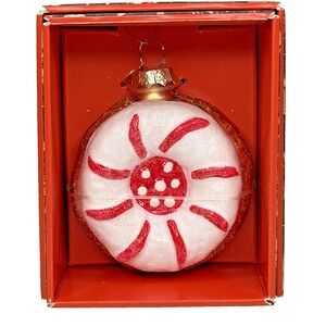 John Derian Company Cookie Bauble White Glass Striped Christmas Ornament Target